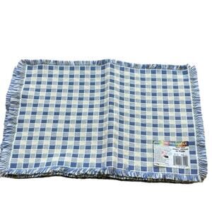 Set of 4 Placemats Country French Farmhouse Blue Yellow Fringe SofWeave NEW